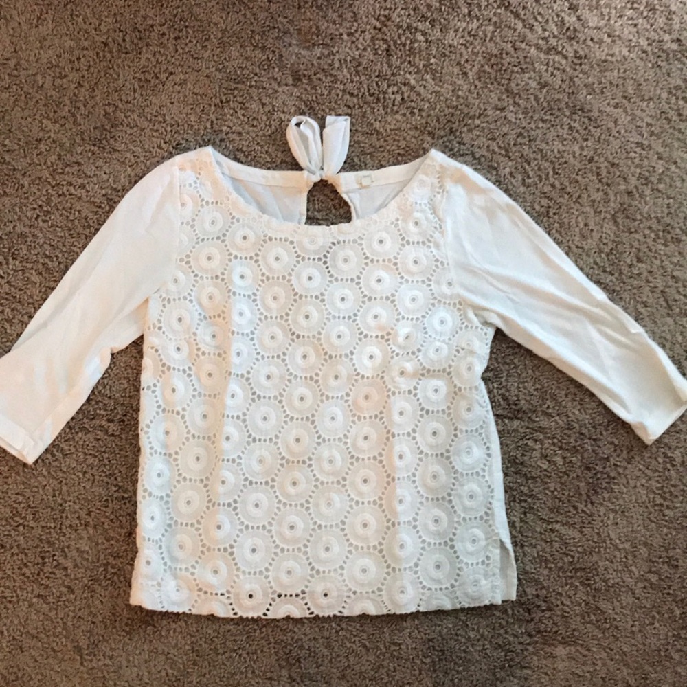 Jcrew factory white eyelet 3/4 sleeve shirt